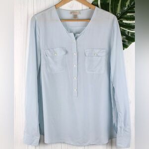 LOFT Light Blue Button-Down Blouse